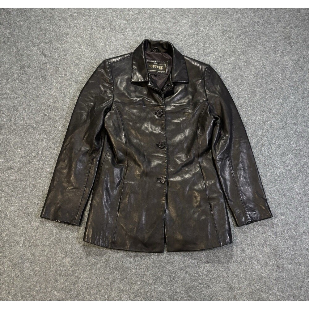 Couture by J. Park Leather Jacket Women’s Small Lambskin Button Front Black